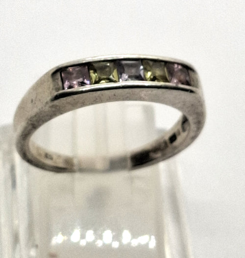 925 Sterling Zilveren Ring met Multicolor Edelstenen