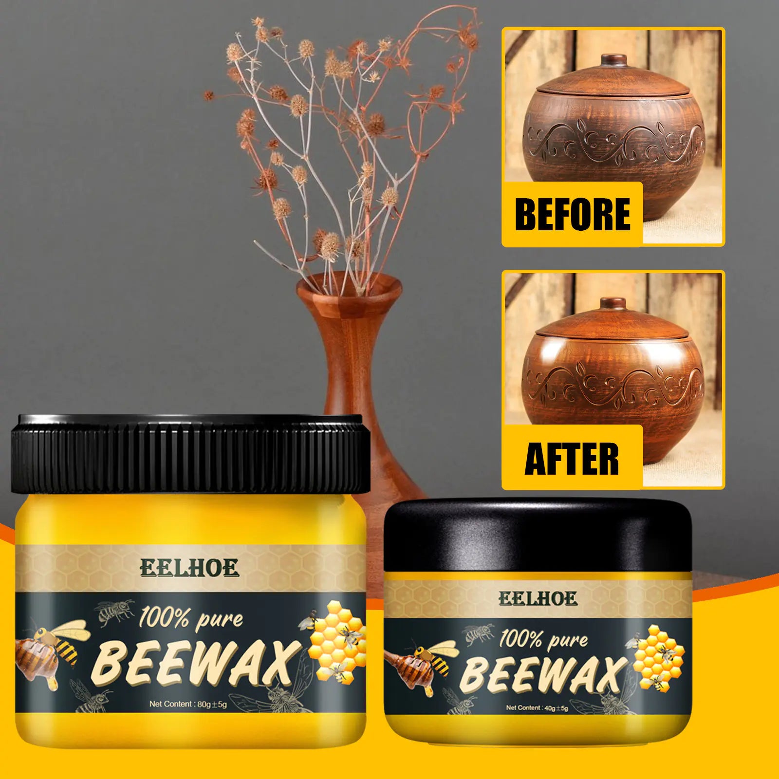 EELHOE Natural Beeswax for Wood Floor Care and Polish