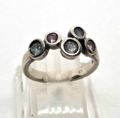 925 Sterling Zilveren Ring met Multicolor Edelstenen