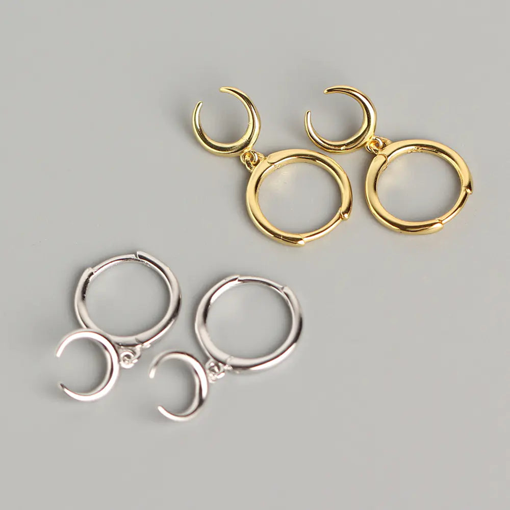 S925 Silver Layered Crescent Moon Ear Cuffs