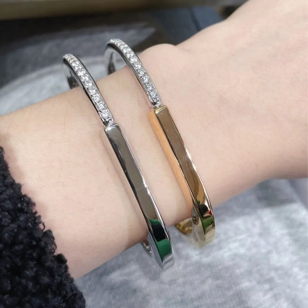 Color Separation Electroplating Half Diamond Bracelet