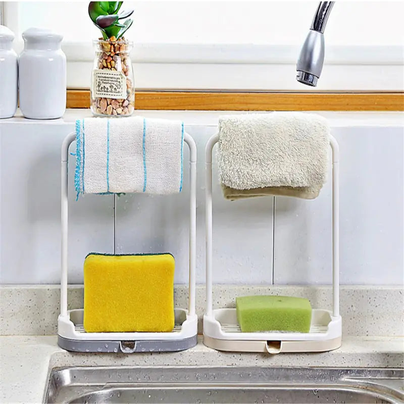 Kitchen Counter Storage Rack for Dish Towels and Cloths