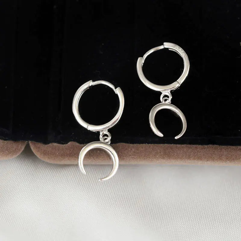 S925 Silver Layered Crescent Moon Ear Cuffs