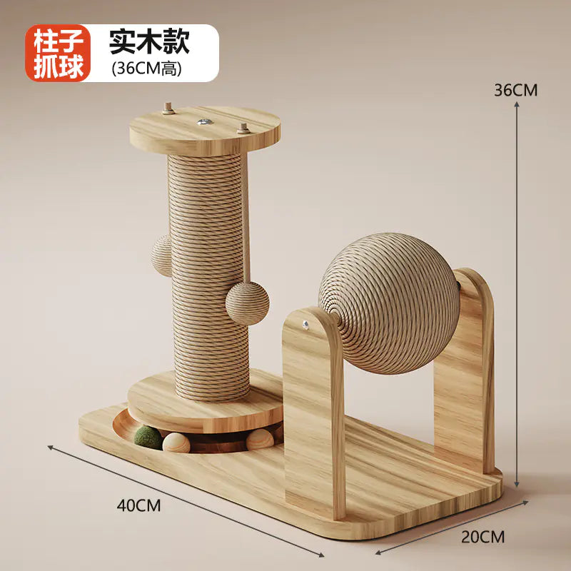 Cat Scratching Post with Durable Sisal and Toy Combo