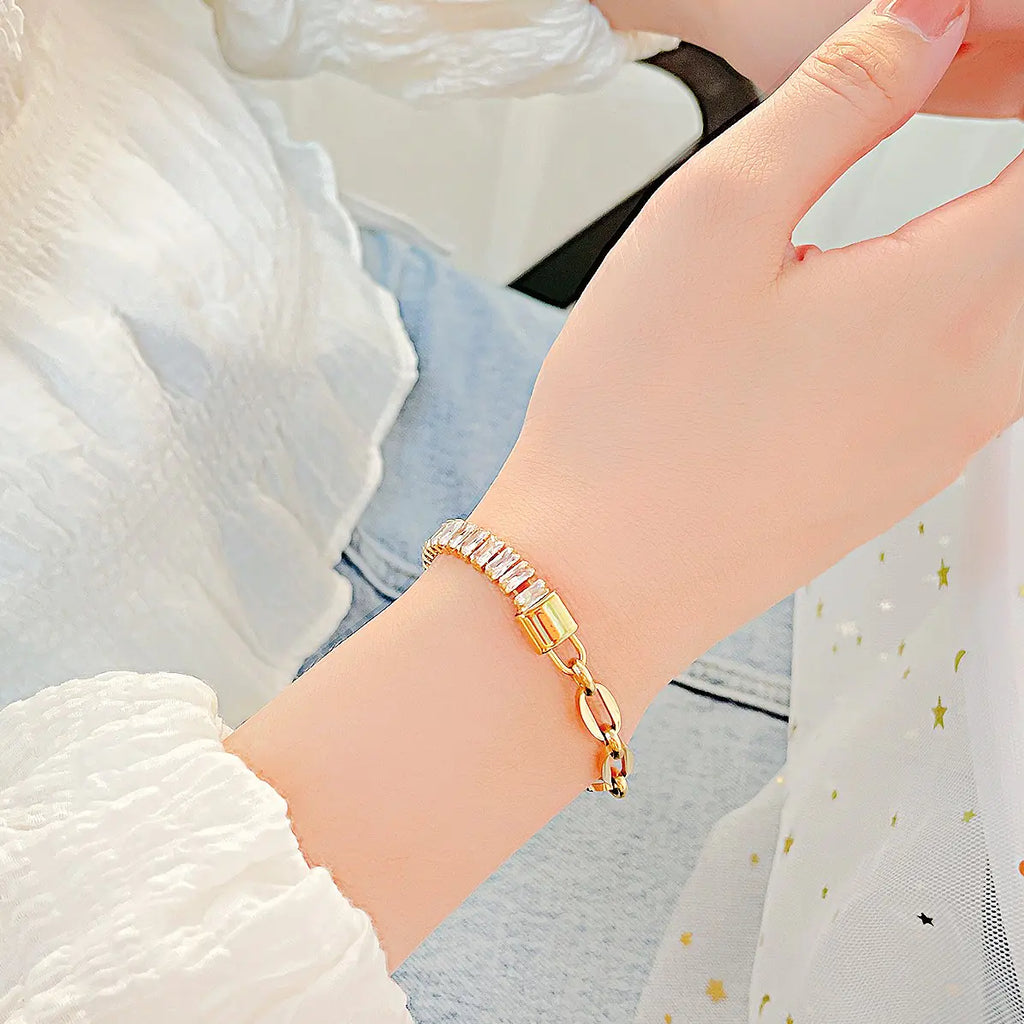 Personalized Thick Titanium Steel Small Lock Bracelet