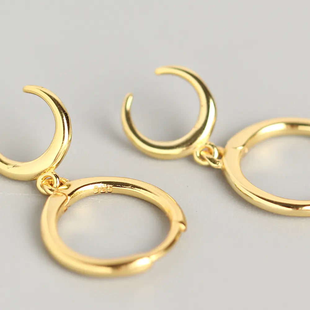 S925 Silver Layered Crescent Moon Ear Cuffs