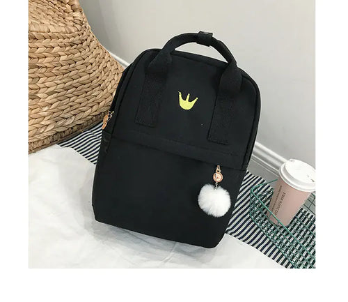 2018 Korean Style Canvas Embroidered Backpack