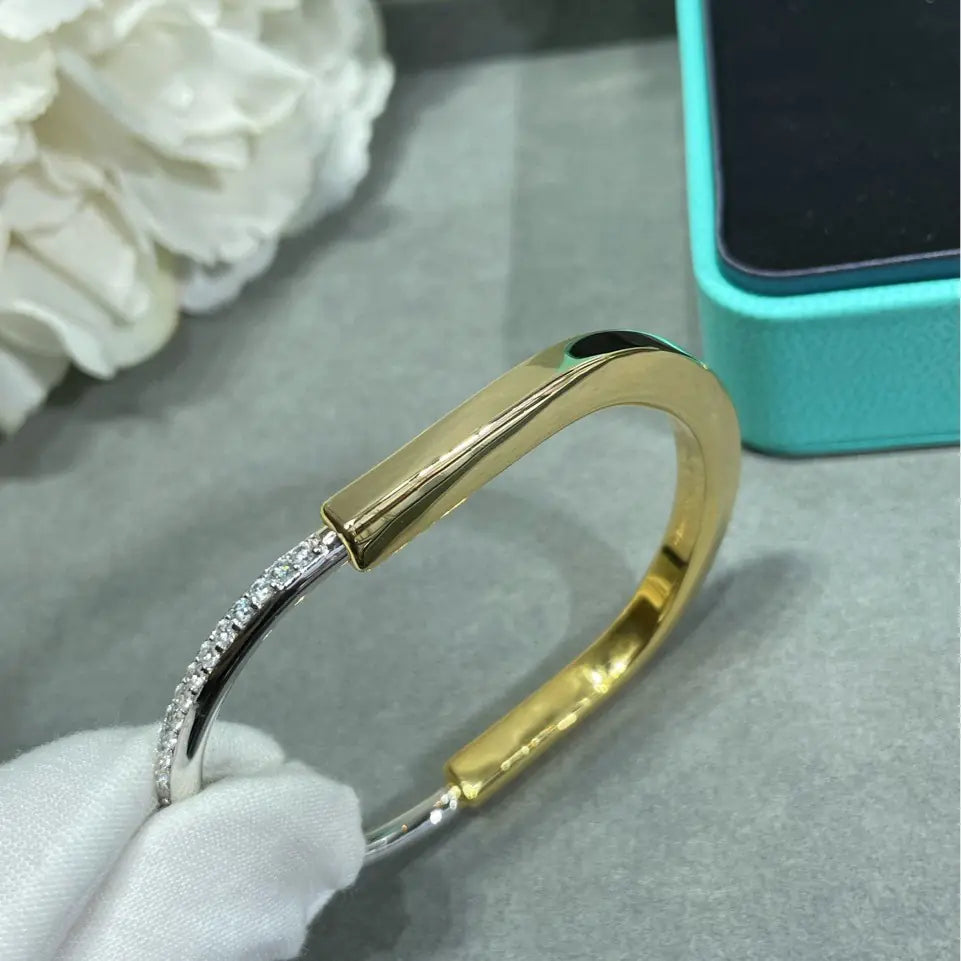 Color Separation Electroplating Half Diamond Bracelet