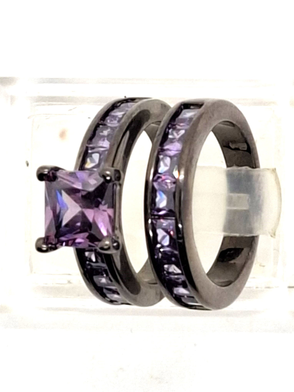Elegante Ringen Set met Paarse Stenen