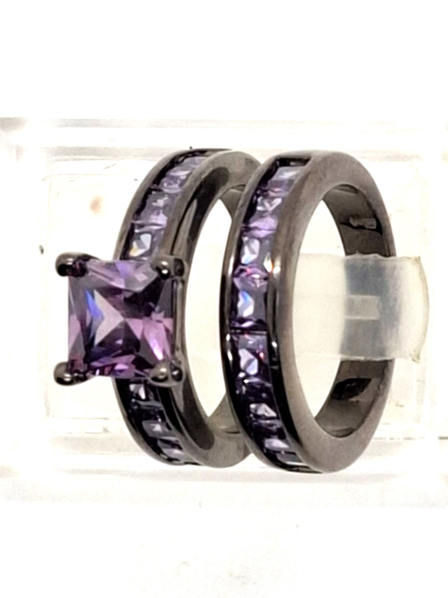 Elegante Ringen Set met Paarse Stenen