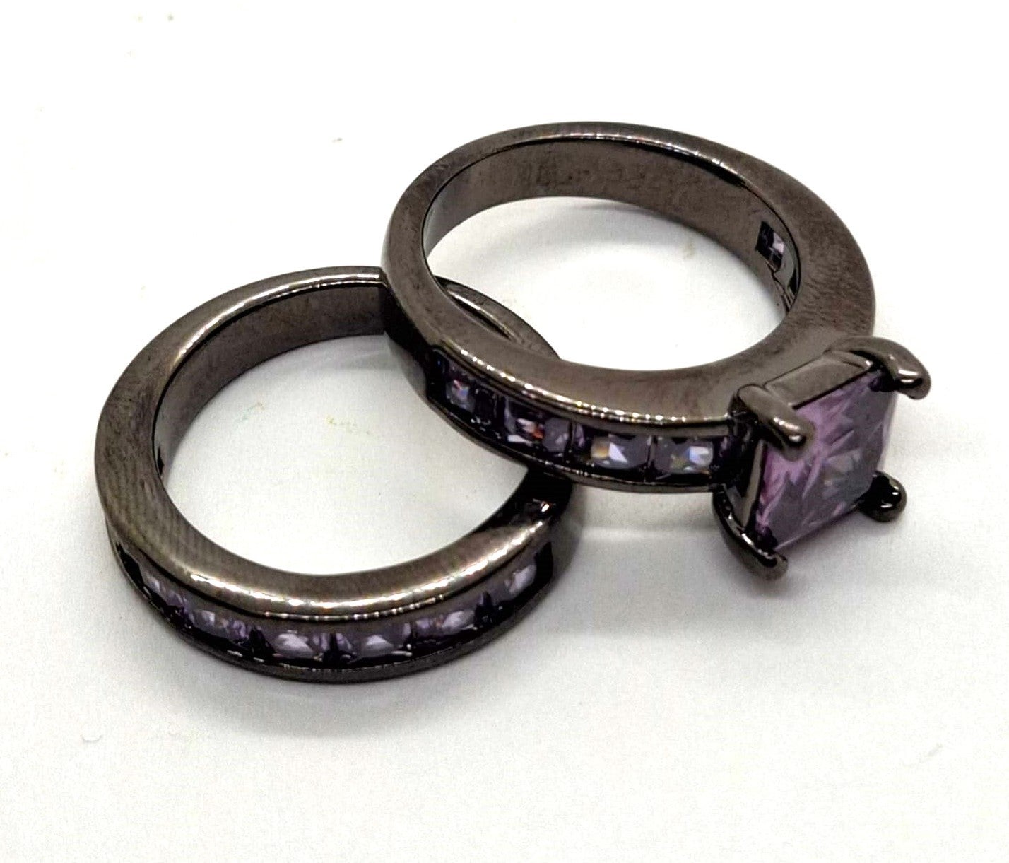 Elegante Ringen Set met Paarse Stenen