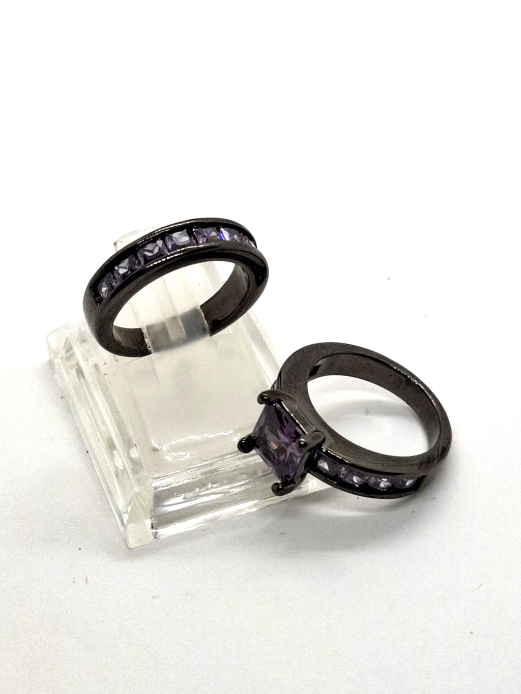 Elegante Ringen Set met Paarse Stenen
