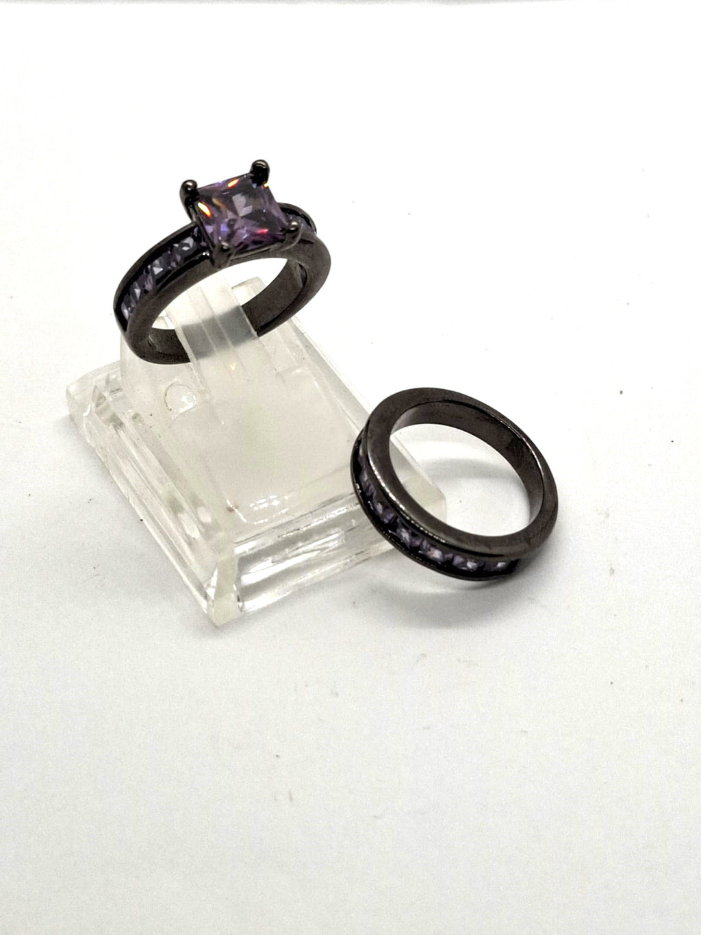 Elegante Ringen Set met Paarse Stenen