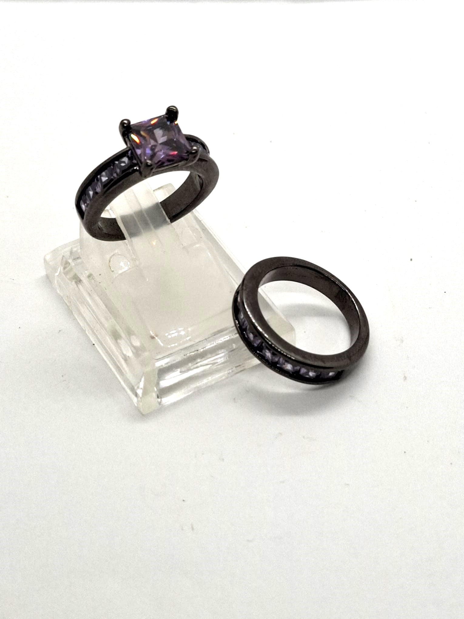 Elegante Ringen Set met Paarse Stenen