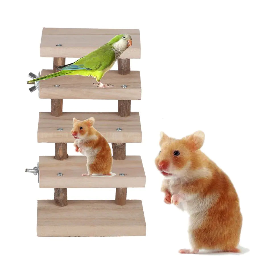 Hamster Jumping Board, Wooden Pet Ladder Toy for Parrots