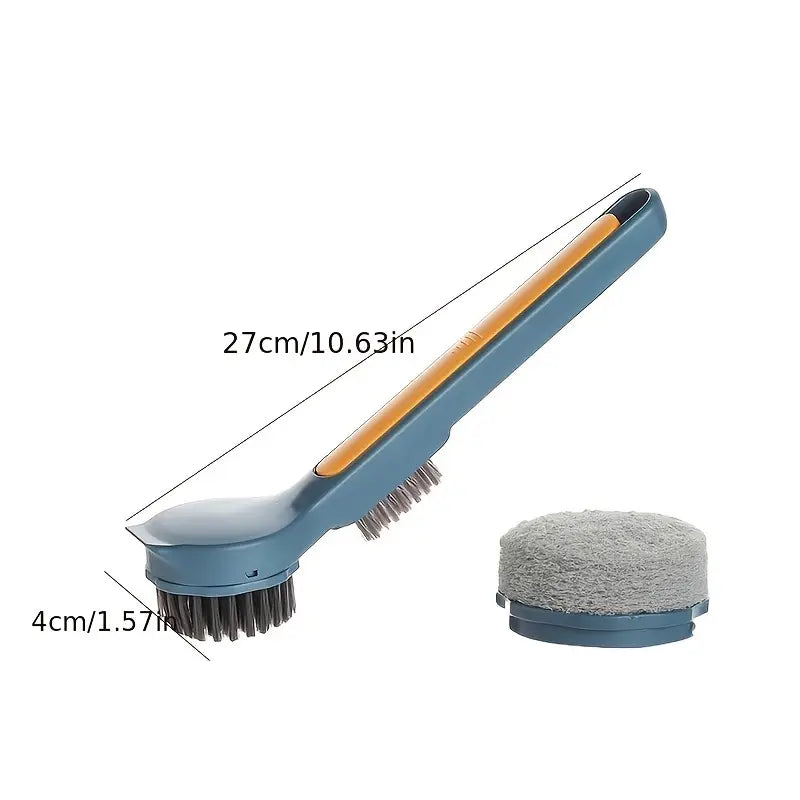 Pot Scrub Brush with Long Handle and Dual Brush Heads
