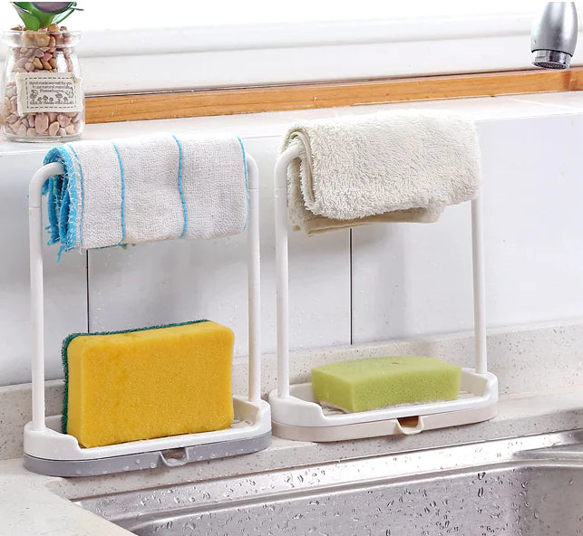Kitchen Counter Storage Rack for Dish Towels and Cloths
