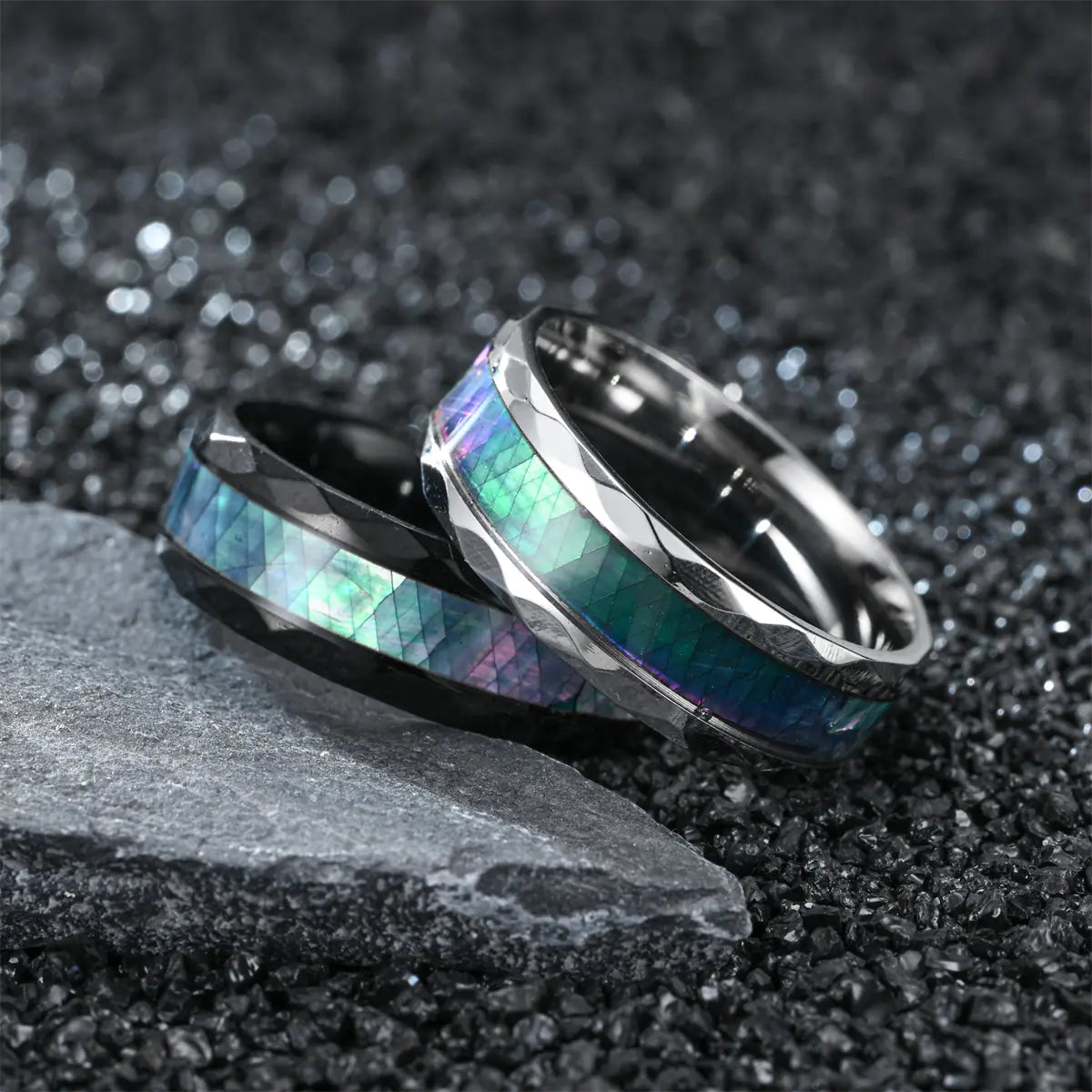 Men's Stainless Steel Diamond-Cut Ring