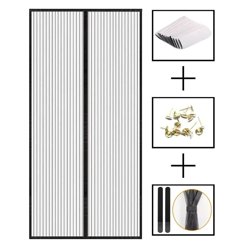Magnetic Soft Mesh Door Curtain with Embroidery Design