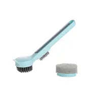 Pot Scrub Brush with Long Handle and Dual Brush Heads