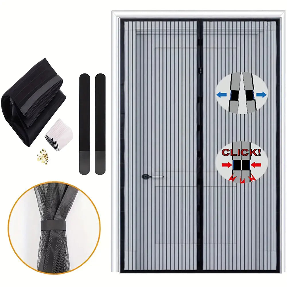 Magnetic Soft Mesh Door Curtain with Embroidery Design