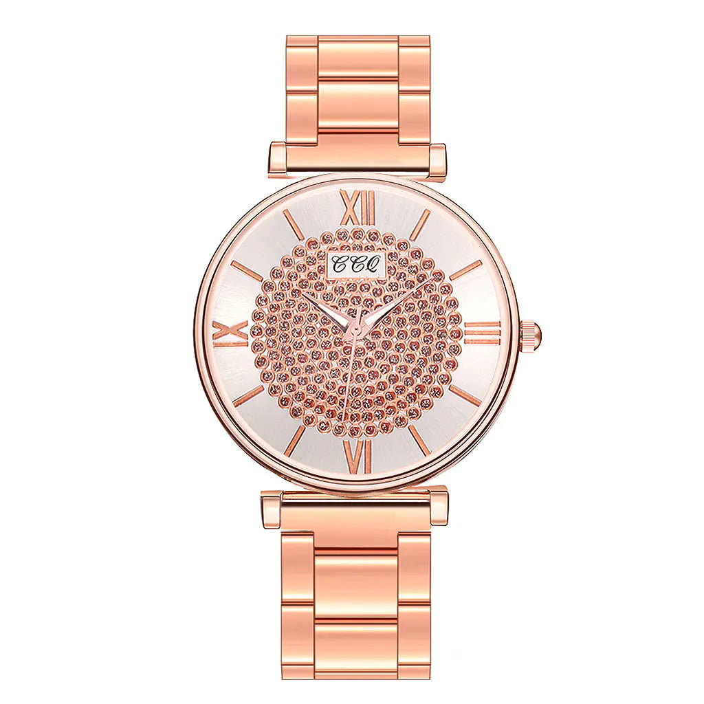 Fashionable Alloy Steel Women's Watch with Roman Numerals