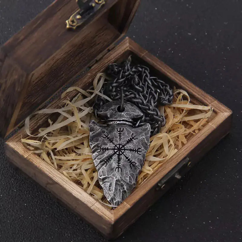 Viking Vegvisir Compass Rune Necklace (Triangular Design)