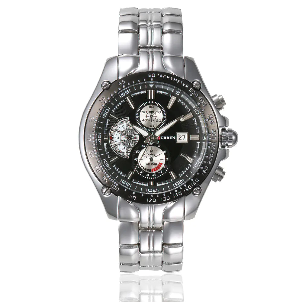 CURREN 8083 Men's Waterproof Steel Band Calendar Watch